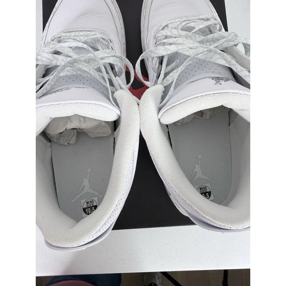 Air Jordan 3 Pure Money White Leather Size 10.5 CT8532-111 Mid Top Sneaker